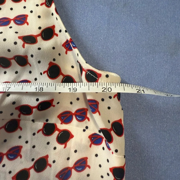 Talbots Multicolored Blouse with Black Trim and Sunglasses Print - Picture 7 of 9